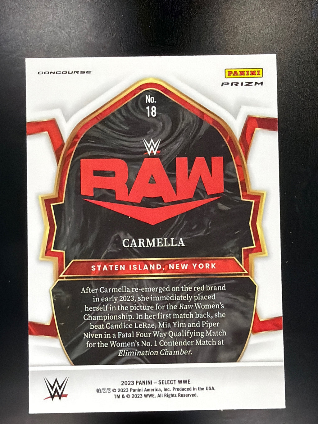 2023 Panini Select WWE #18 Carmella Silver Prizm