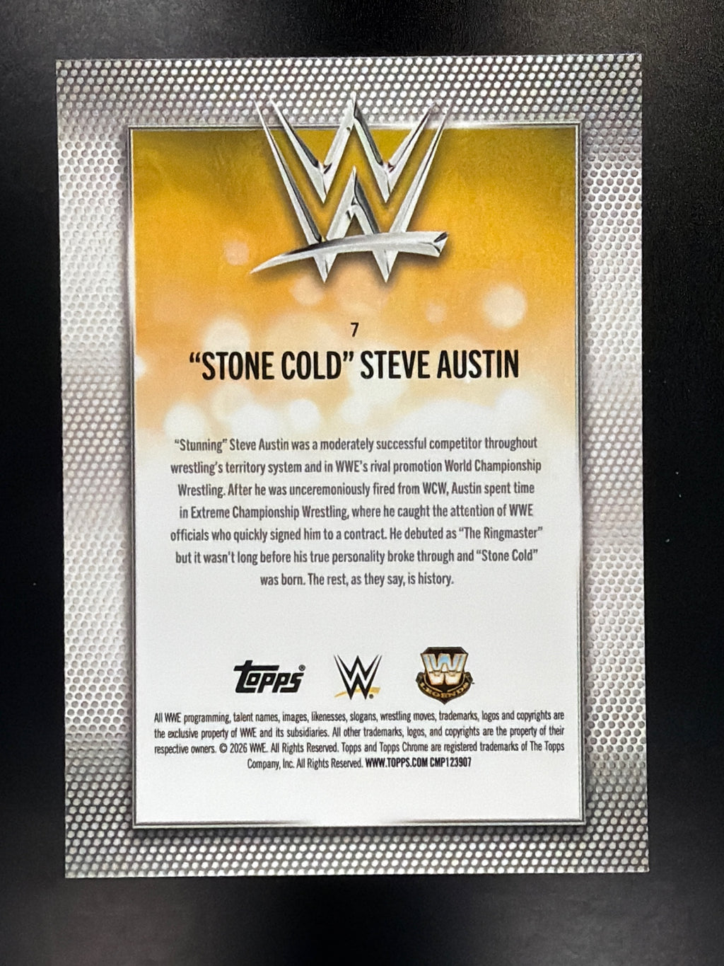 2026 Topps Chrome WWE #7 "Stone Cold" Steve Austin Diamond Plate Refractor