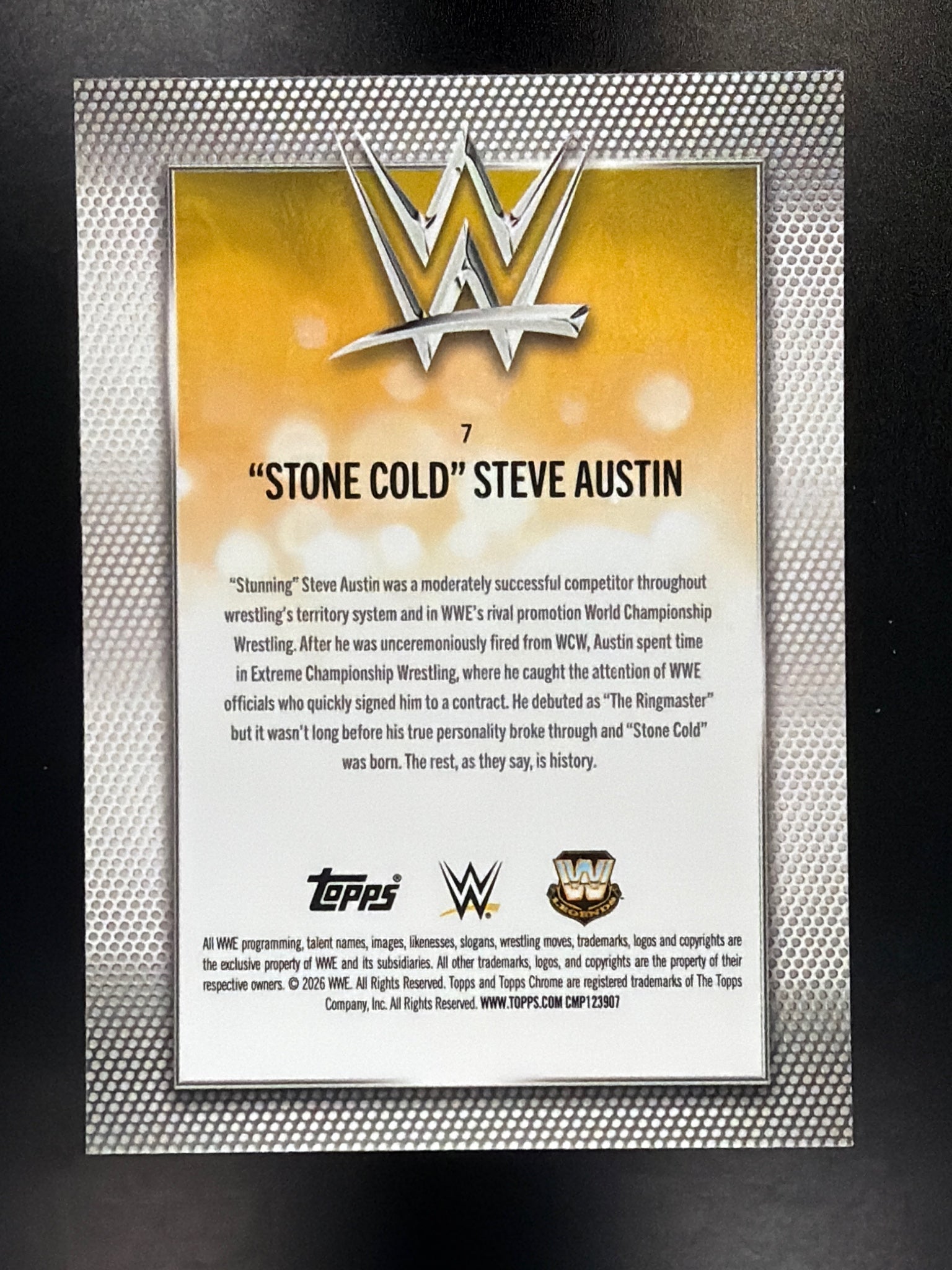 2026 Topps Chrome WWE #7 "Stone Cold" Steve Austin Diamond Plate Refractor