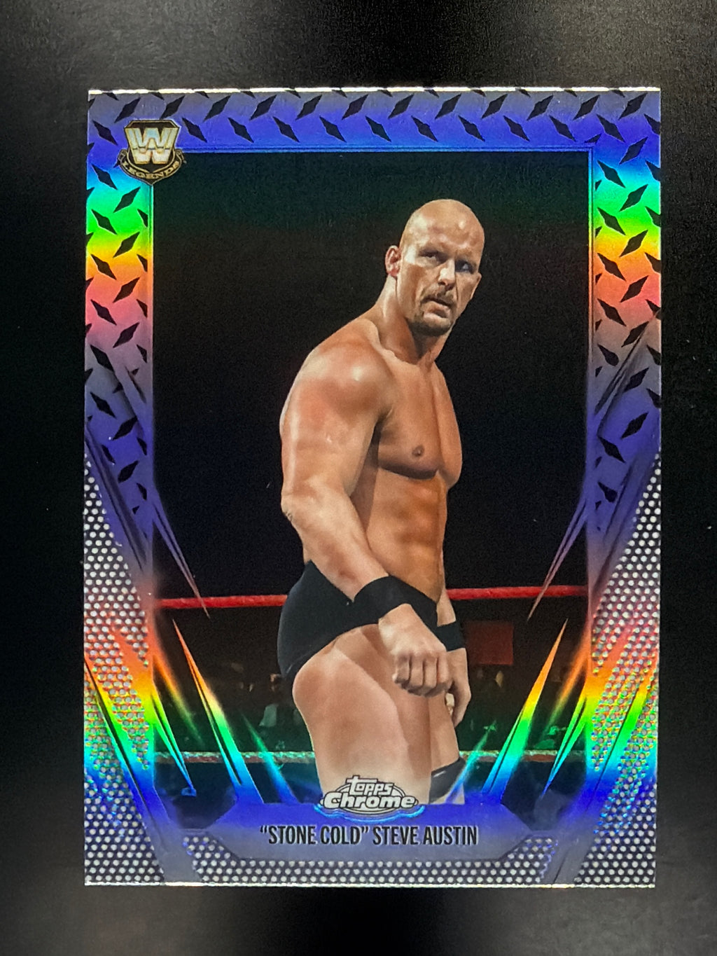 2026 Topps Chrome WWE #7 "Stone Cold" Steve Austin Diamond Plate Refractor