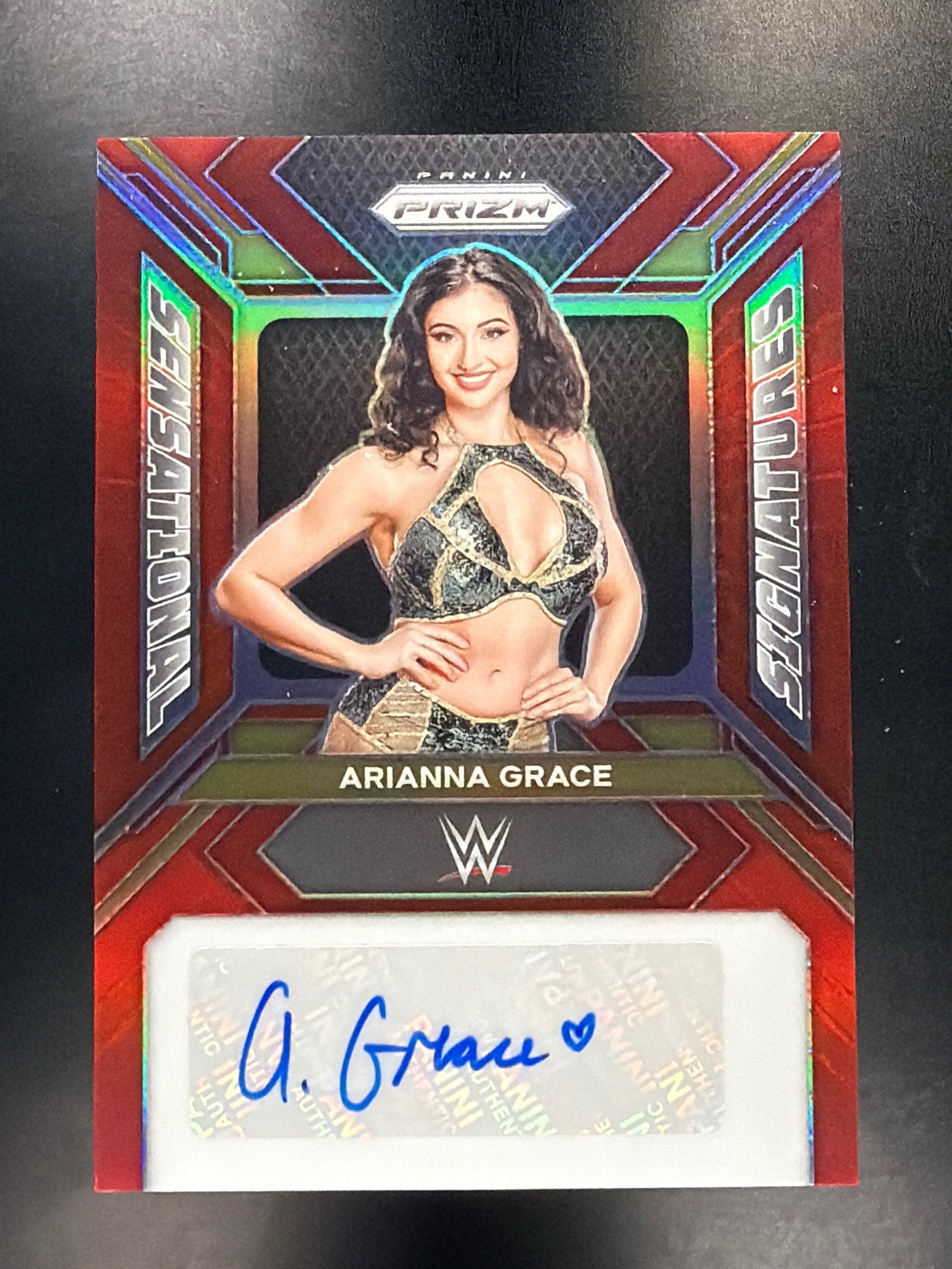 2024 Panini Prizm WWE #SS-AGR Arianna Grace Sensational Signatures Red #/99