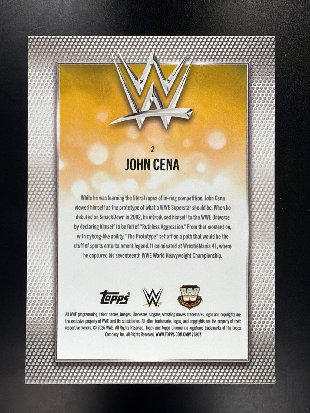 2026 Topps Chrome WWE #2 John Cena Diamond Plate Refractor