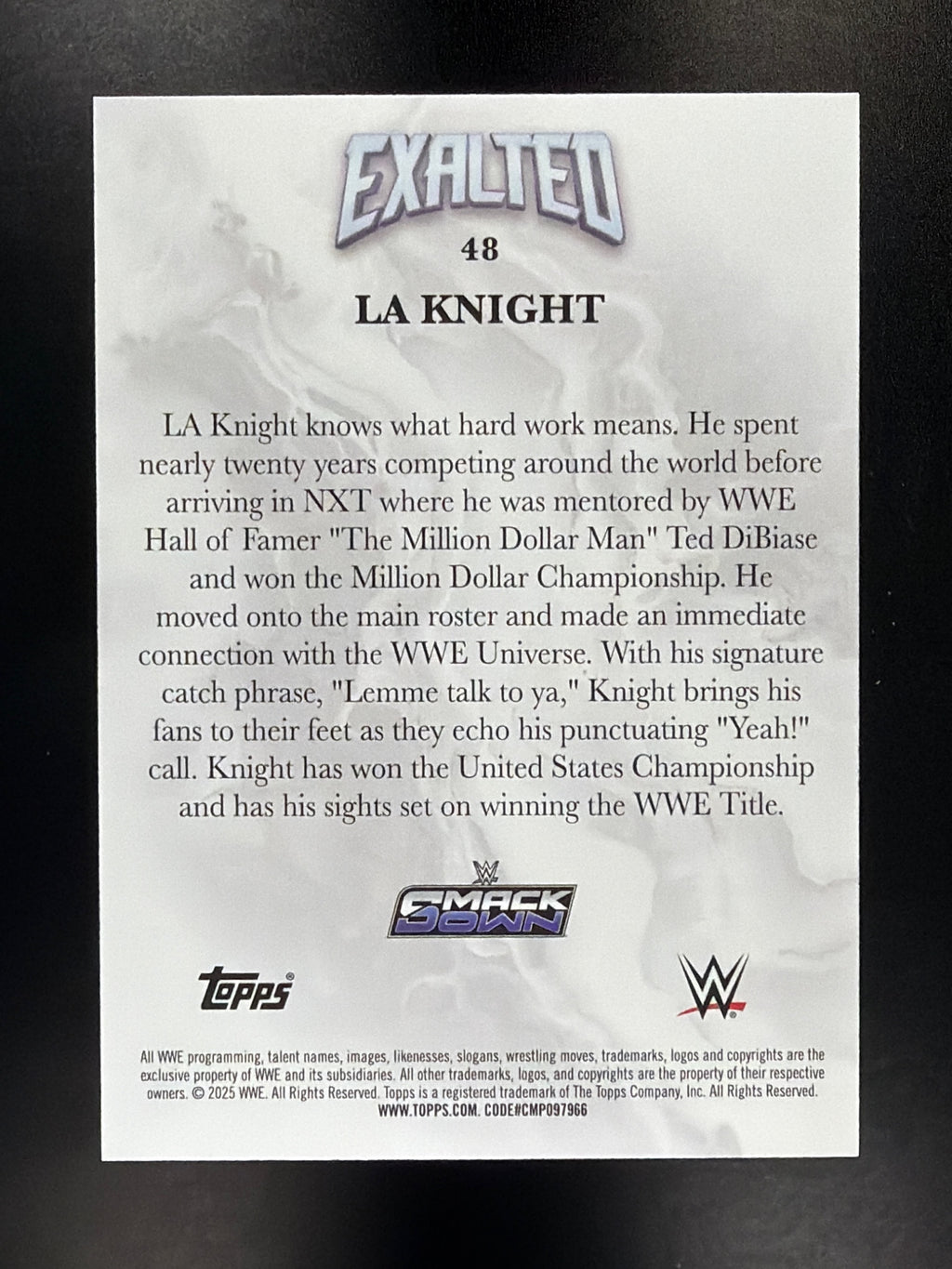 2025 Topps Exalted WWE #48 LA Knight Aqua #/99