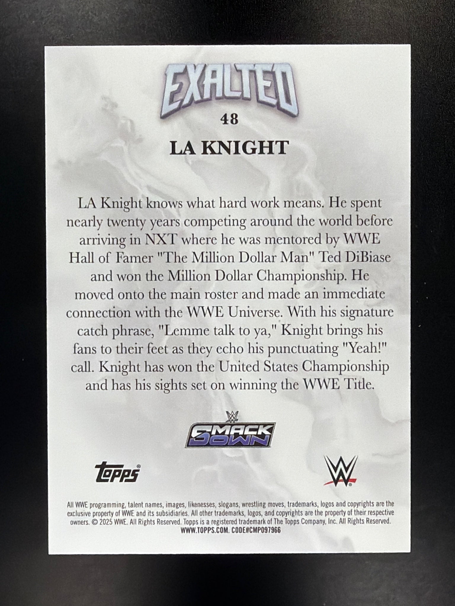 2025 Topps Exalted WWE #48 LA Knight Aqua #/99