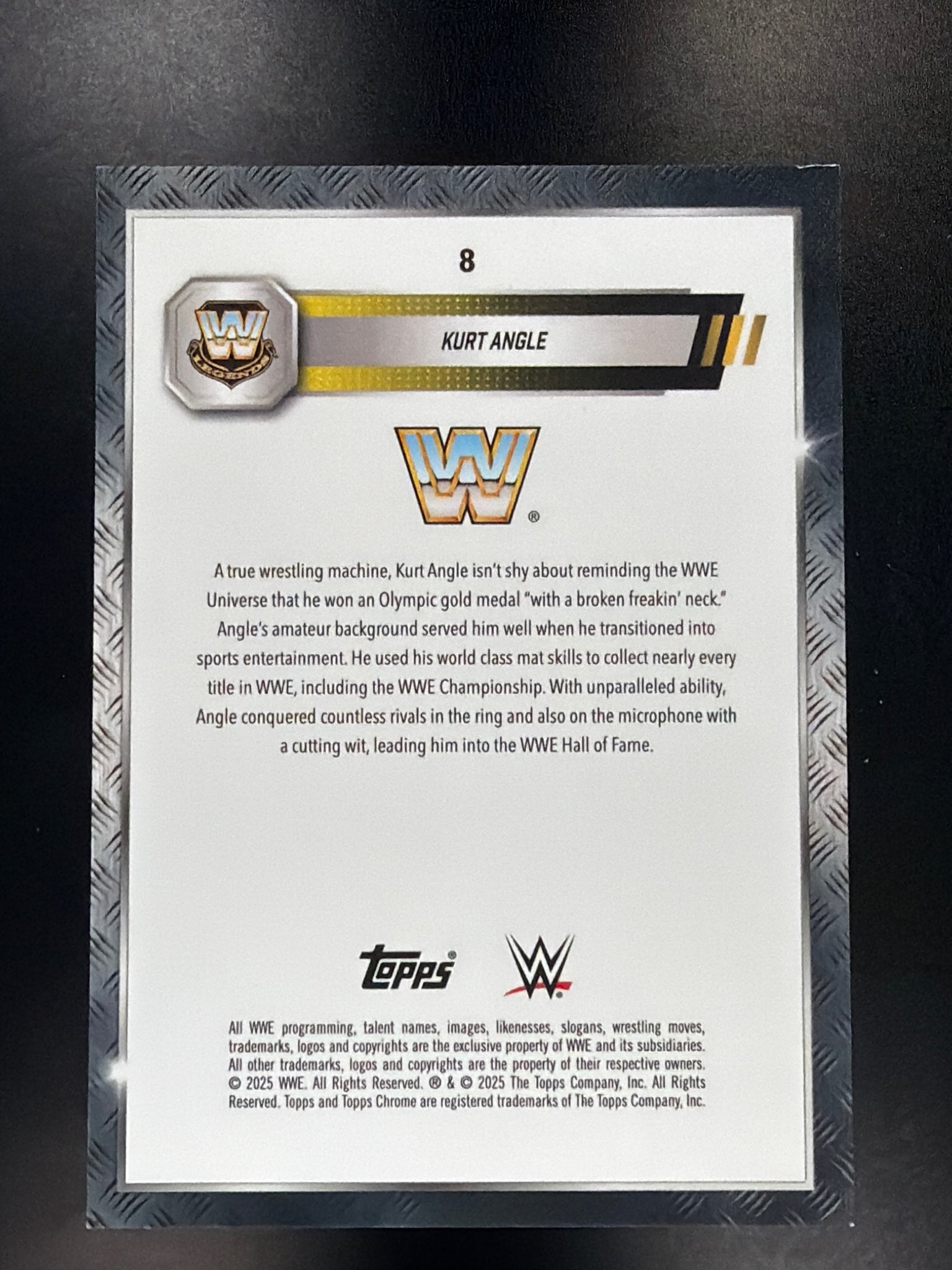 2025 Topps Chrome WWE #8 Kurt Angle Steel Cage Refractor #/37