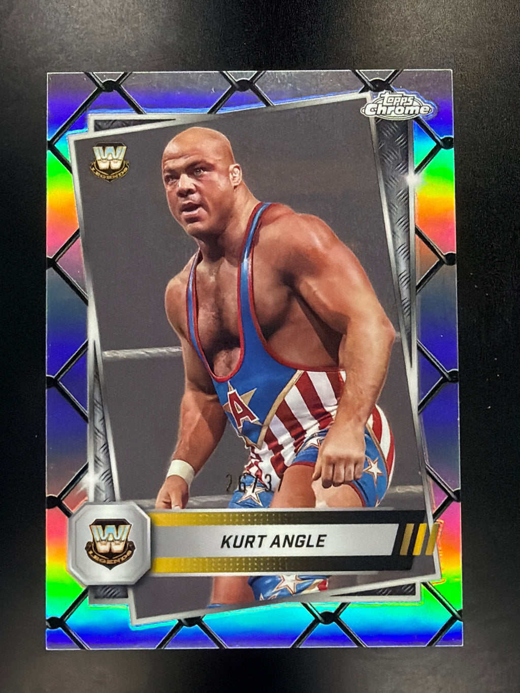 2025 Topps Chrome WWE #8 Kurt Angle Steel Cage Refractor #/37