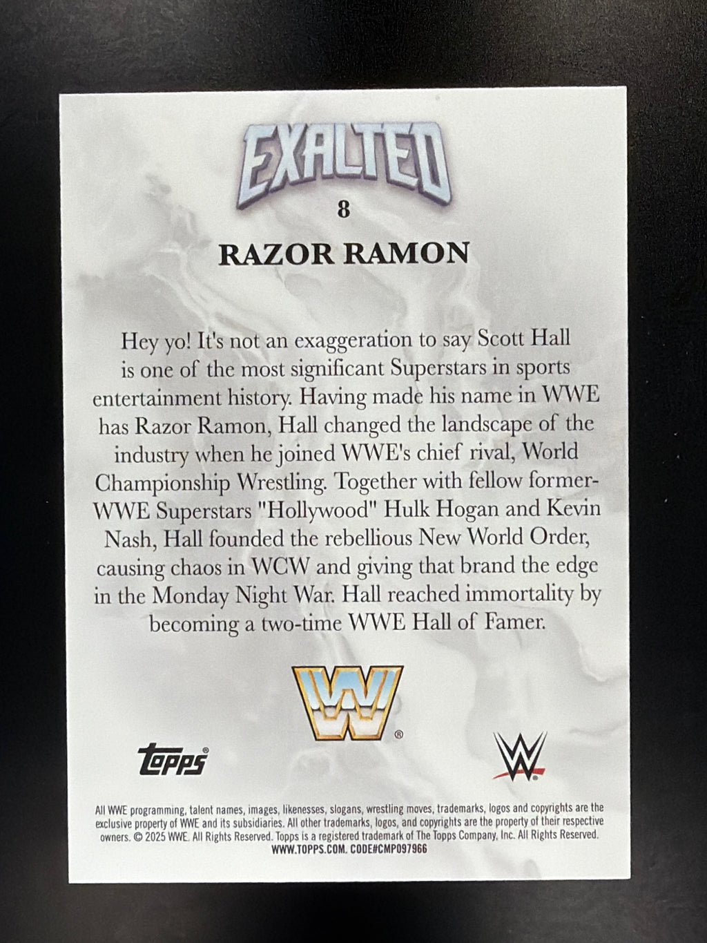 2025 Topps Exalted WWE #8 Razor Ramon White #/150