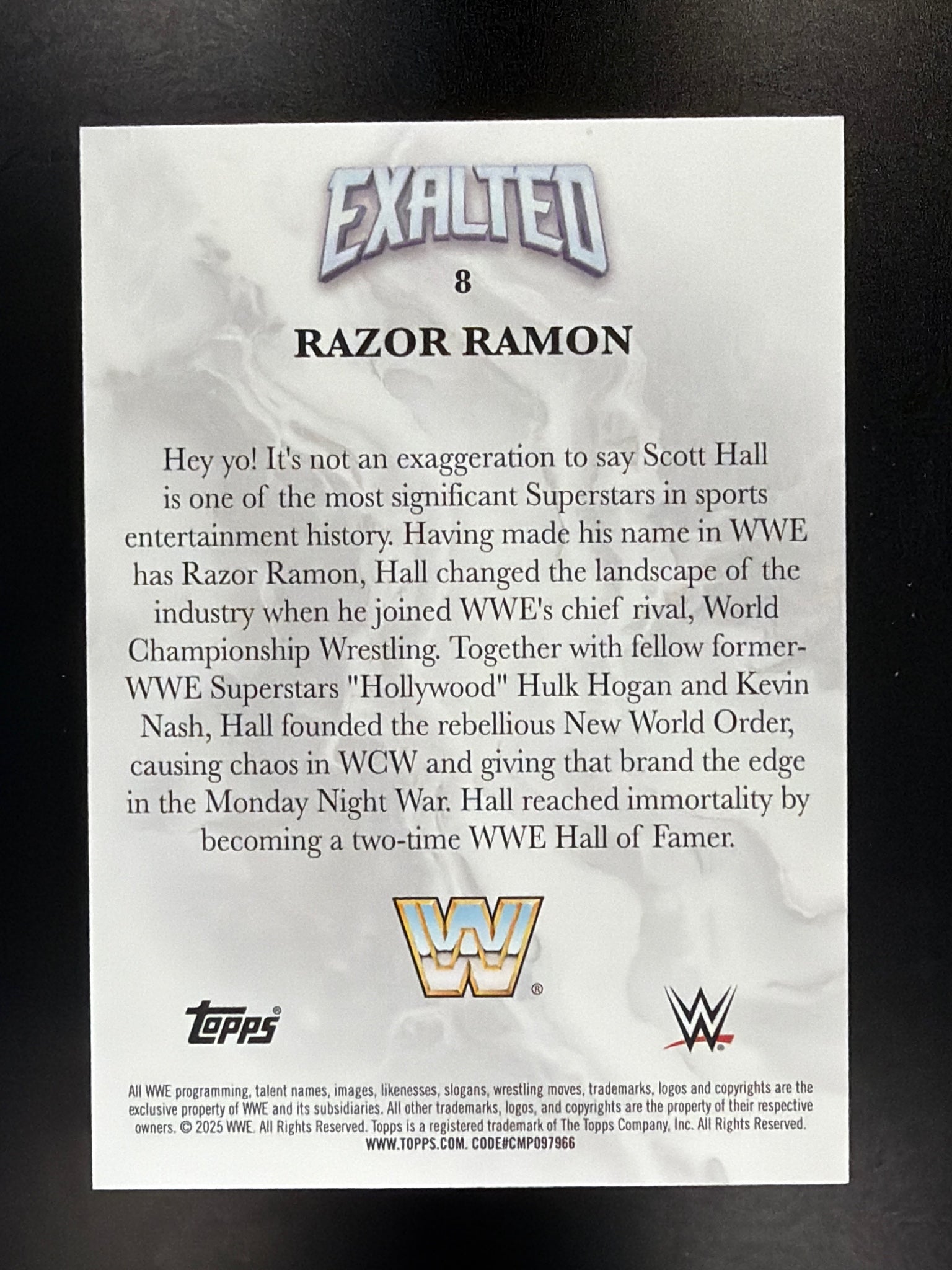 2025 Topps Exalted WWE #8 Razor Ramon White #/150