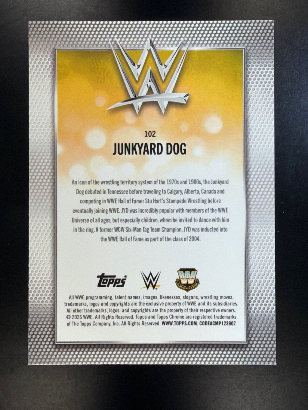 2026 Topps Chrome WWE #102 Junkyard Dog Magenta Refractor #/399