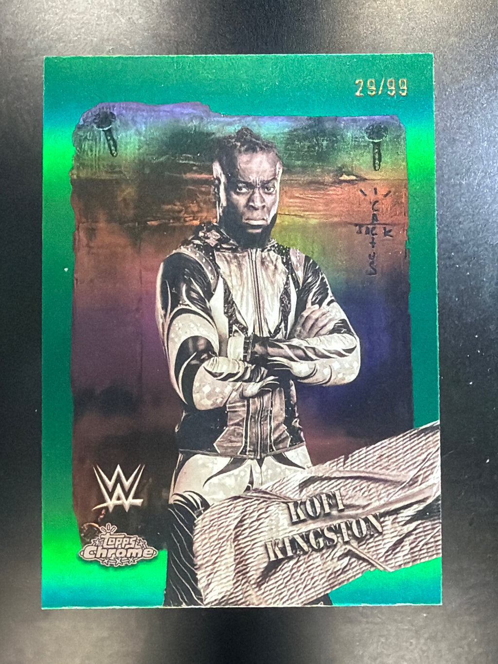 2025 Topps Chrome Cactus Jack #RDR-33 Kofi Kingston Rodeo Rebels Green #/99