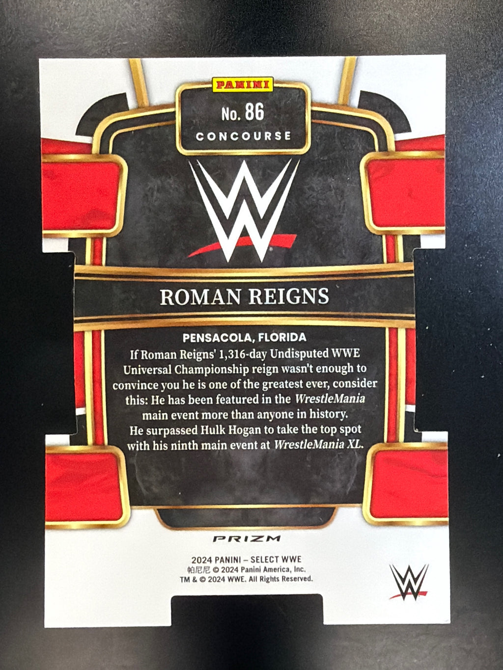 2024 Panini Select WWE #86 Roman Reigns Silver Prizms Die Cut