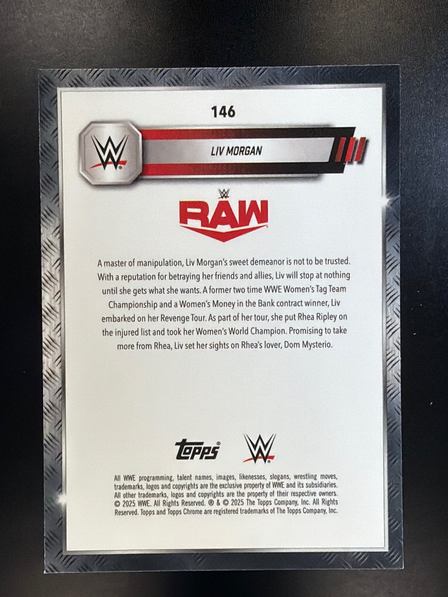 2025 Topps Chrome WWE #146 Liv Morgan Prism Refractor