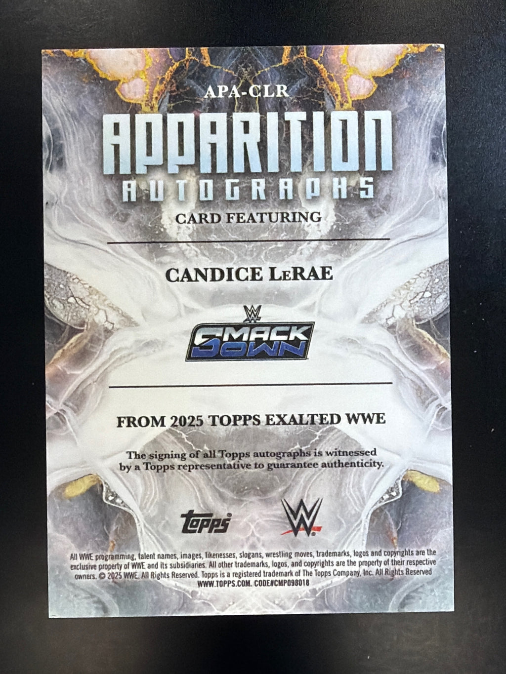 2025 Topps Exalted WWE #APA-CLR Candice LeRae Apparition Autographs Aqua #/99