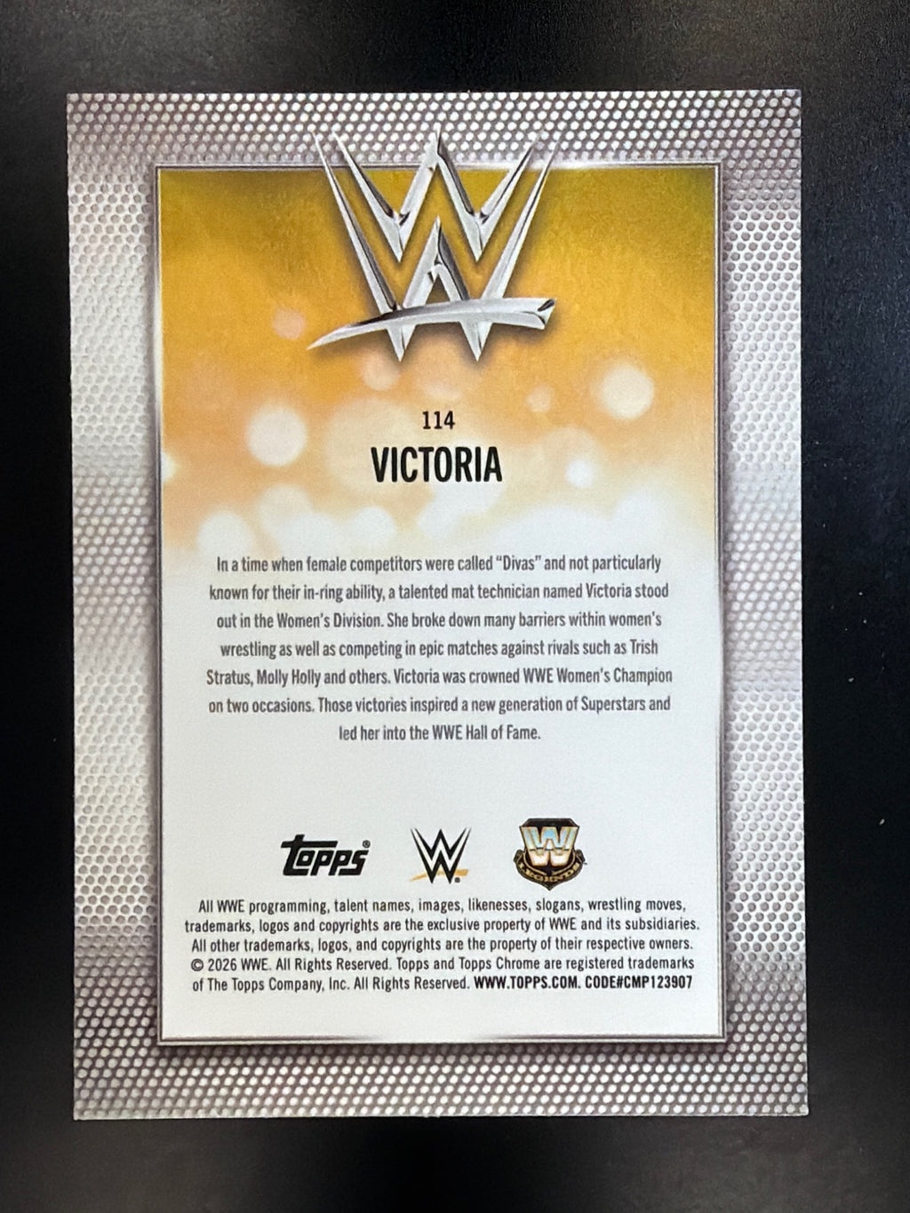2026 Topps Chrome WWE #114 Victoria Pink RayWave Refractor #/250