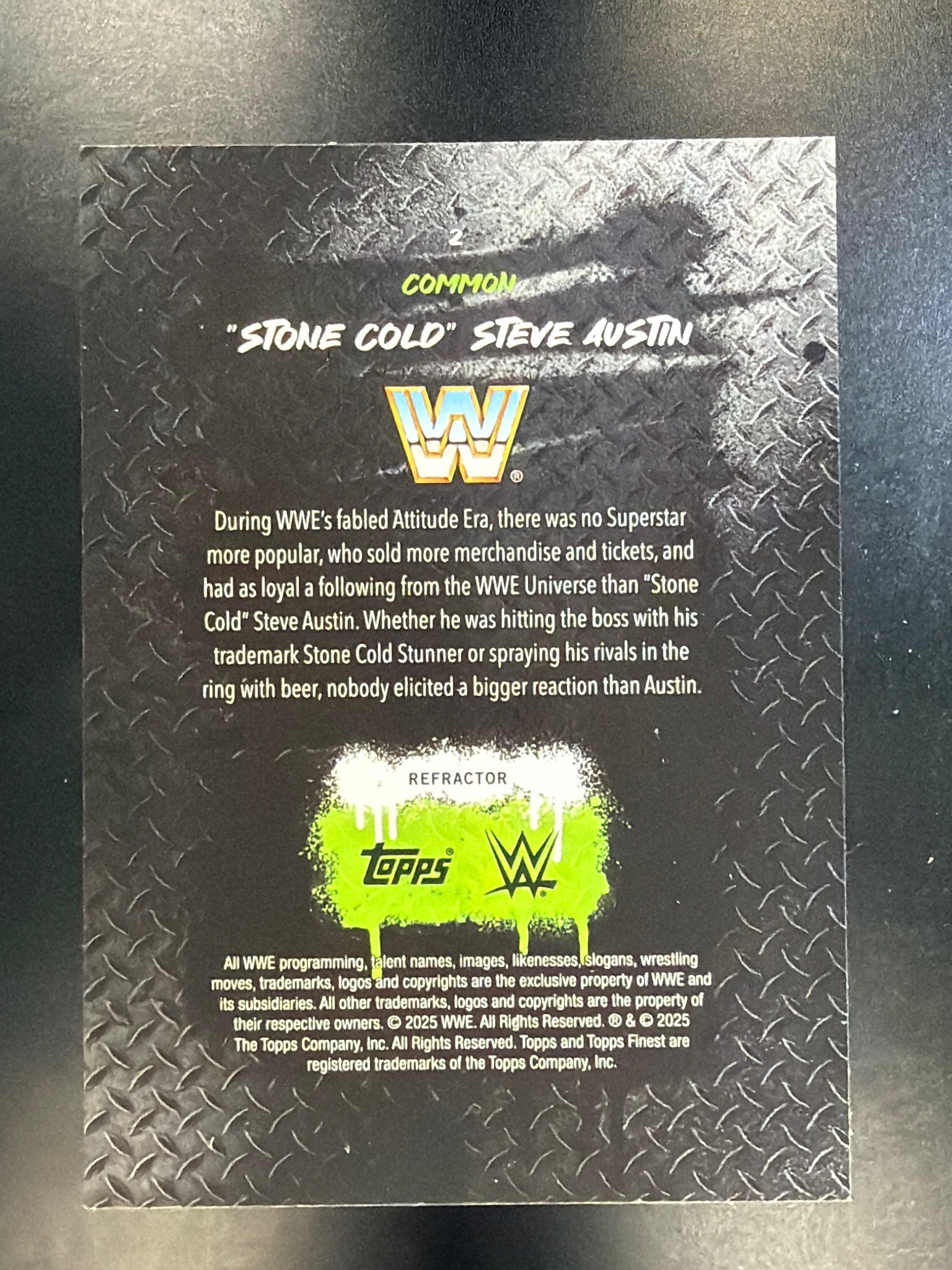 2025 Topps Finest WWE #2 "Stone Cold" Steve Austin Refractor