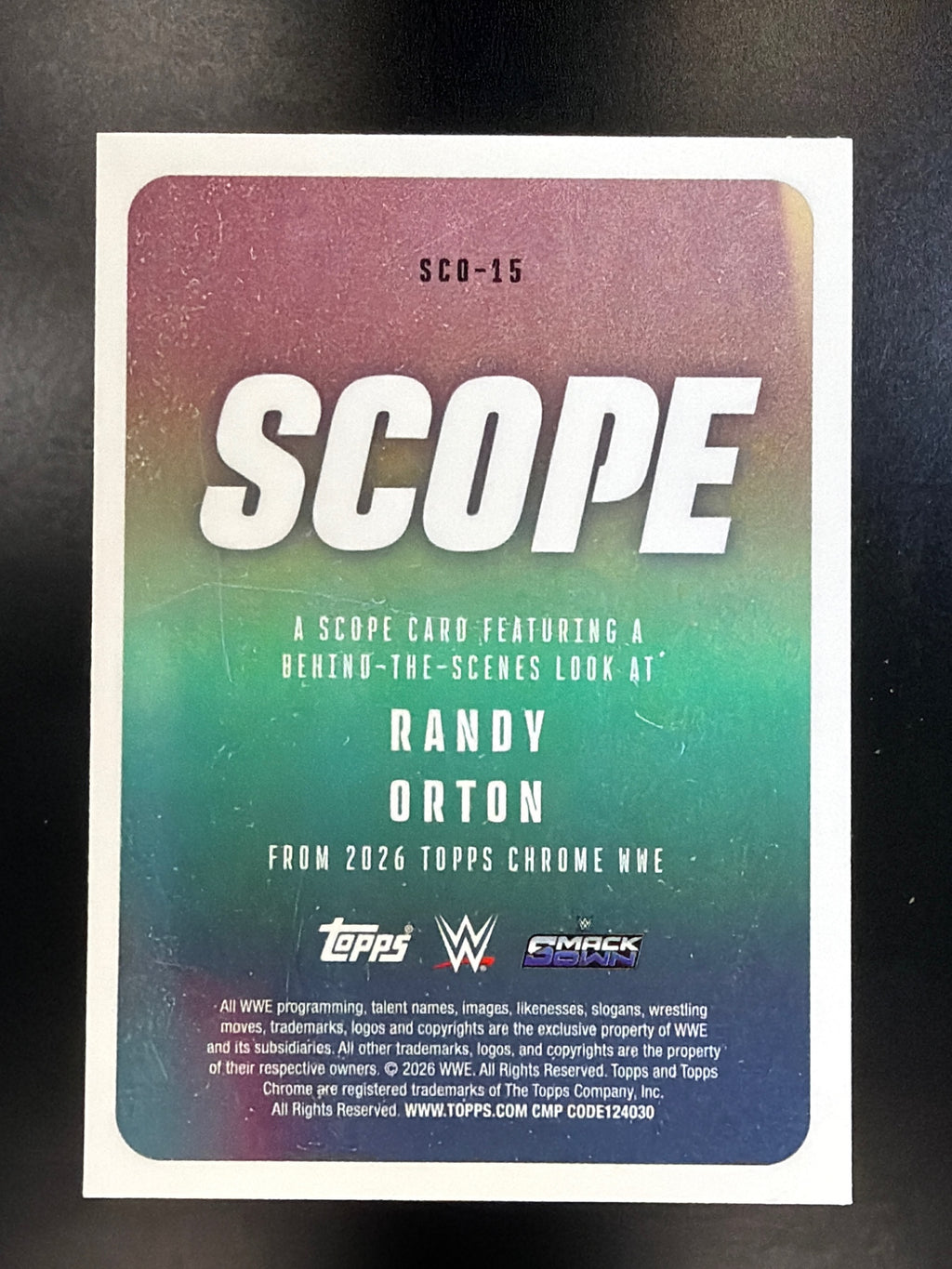 2026 Topps Chrome WWE #SCO-15 Randy Orton Scope Blue Refractor #/150
