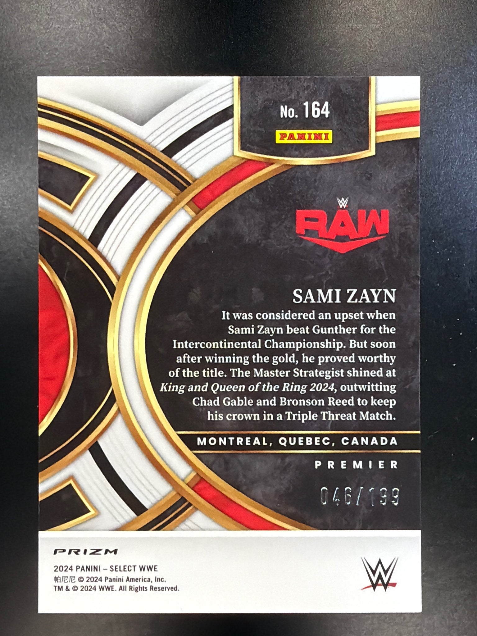 2024 Panini Select WWE #164 Sami Zayn Blue Prizms #/199