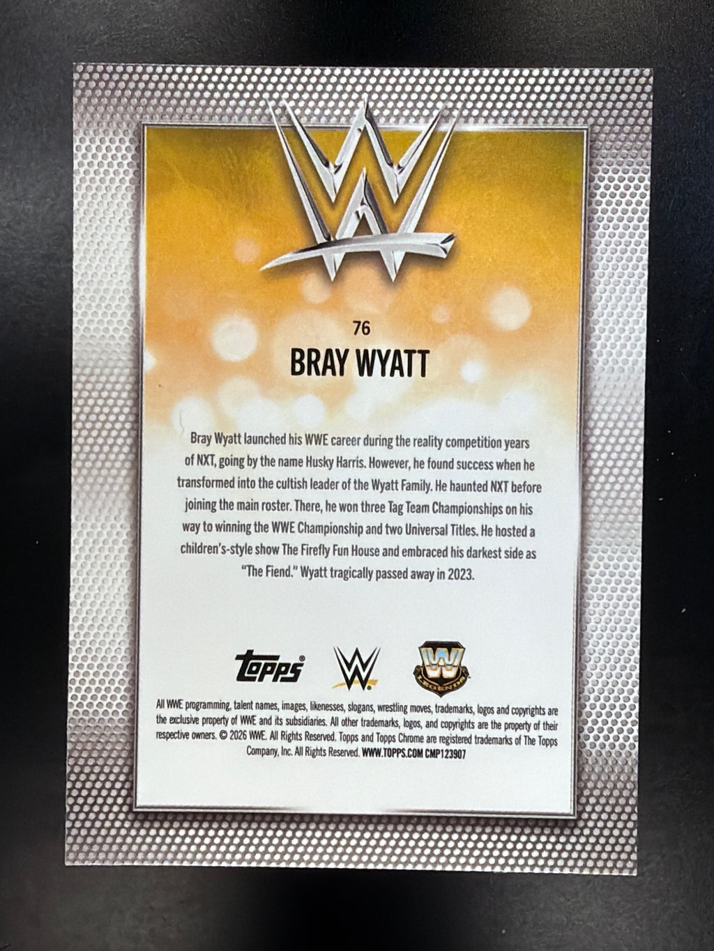 2026 Topps Chrome WWE #76 Bray Wyatt Diamond Plate Refractor