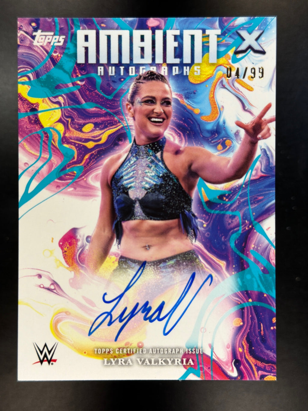 2025 Topps Exalted WWE #AMA-LVE Lyra Valkyria Ambient Autographs Aqua #/99