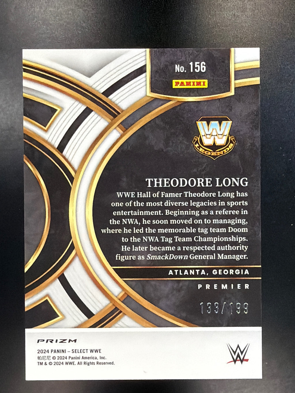 2024 Panini Select WWE #156 Theodore Long Blue Prizms #/199