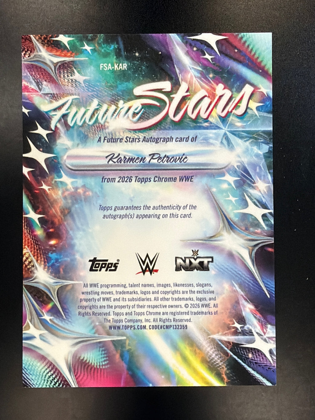 2026 Topps Chrome WWE #FSA-KAR Karmen Petrovic Future Stars Autographs