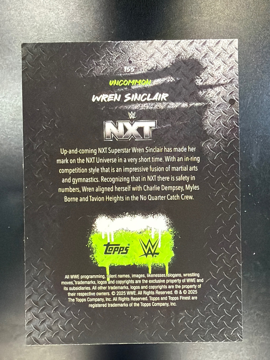 2025 Topps Finest WWE #155 Wren Sinclair Blue Checkerboard #/75