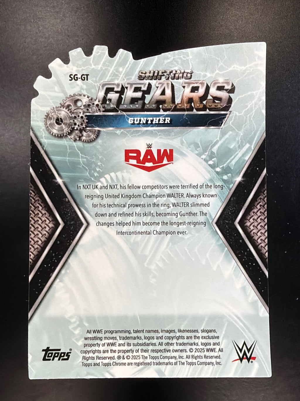 2025 Topps Chrome WWE #SG-GT Gunther Shifting Gears Gold Refractor #/50