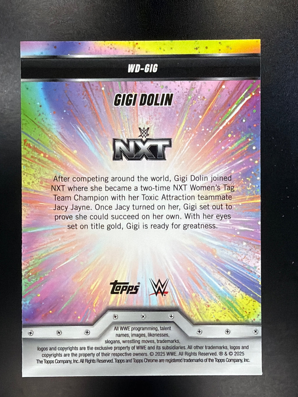 2025 Topps Chrome WWE #WD-GIG Gigi Dolin Women's Division Green Refractor #/99
