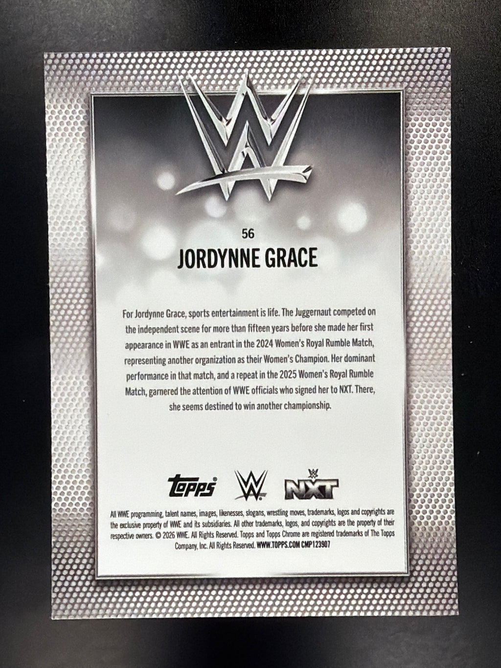 2026 Topps Chrome WWE #56 Jordynne Grace Pink Refractor #/250