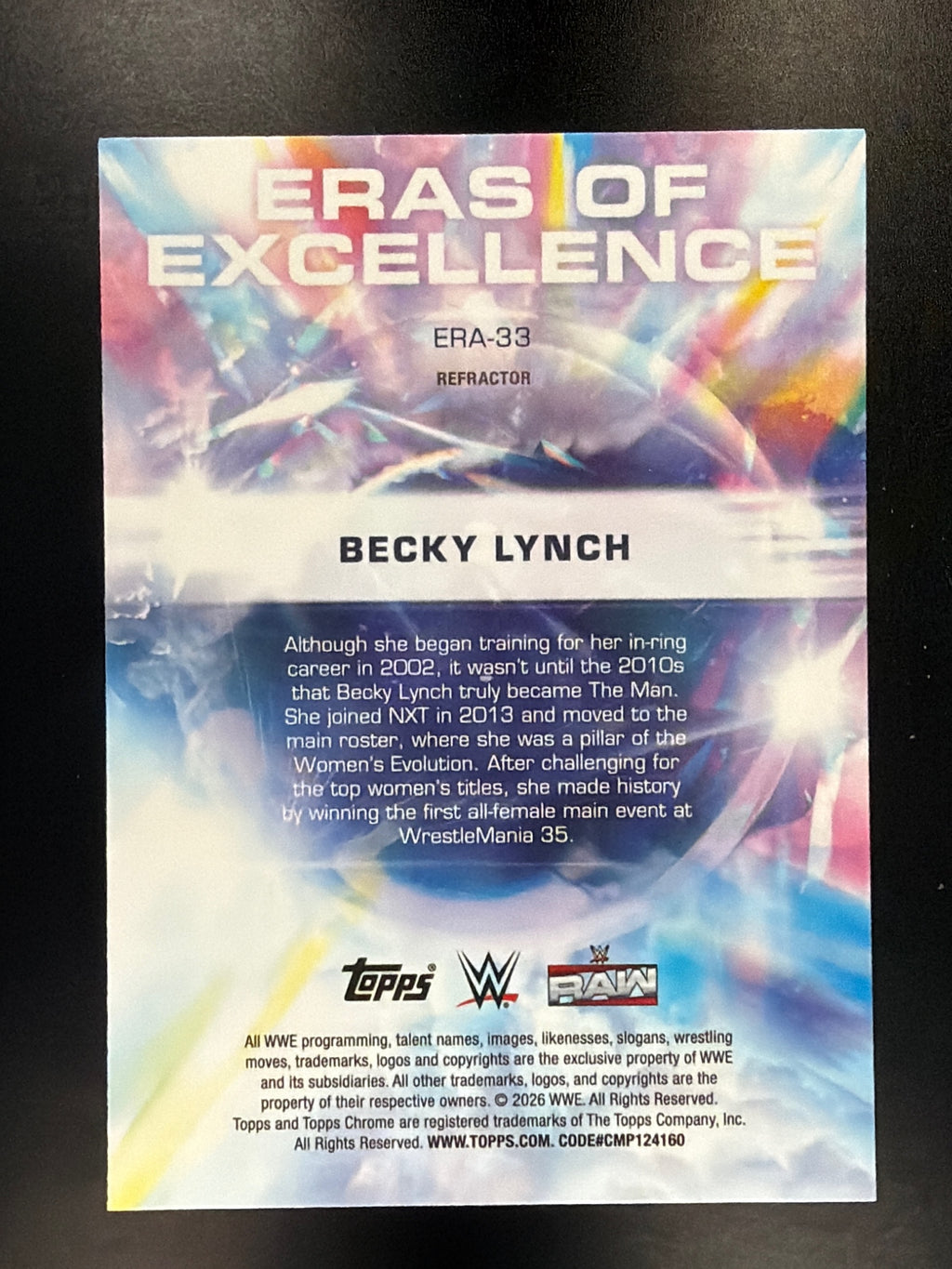 2026 Topps Chrome WWE #ERA-33 Becky Lynch Eras of Excellence Refractor