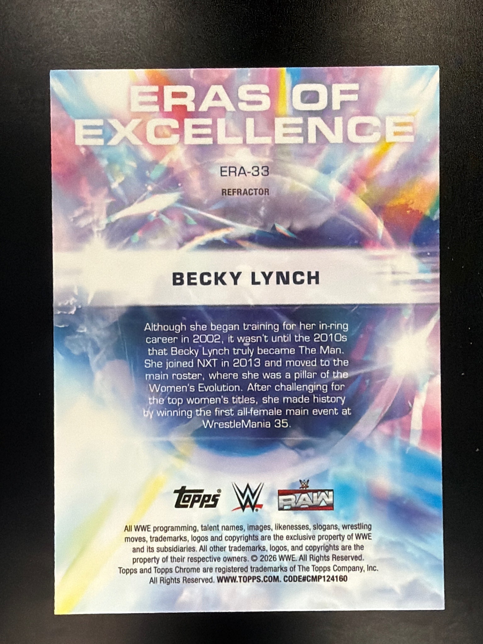 2026 Topps Chrome WWE #ERA-33 Becky Lynch Eras of Excellence Refractor