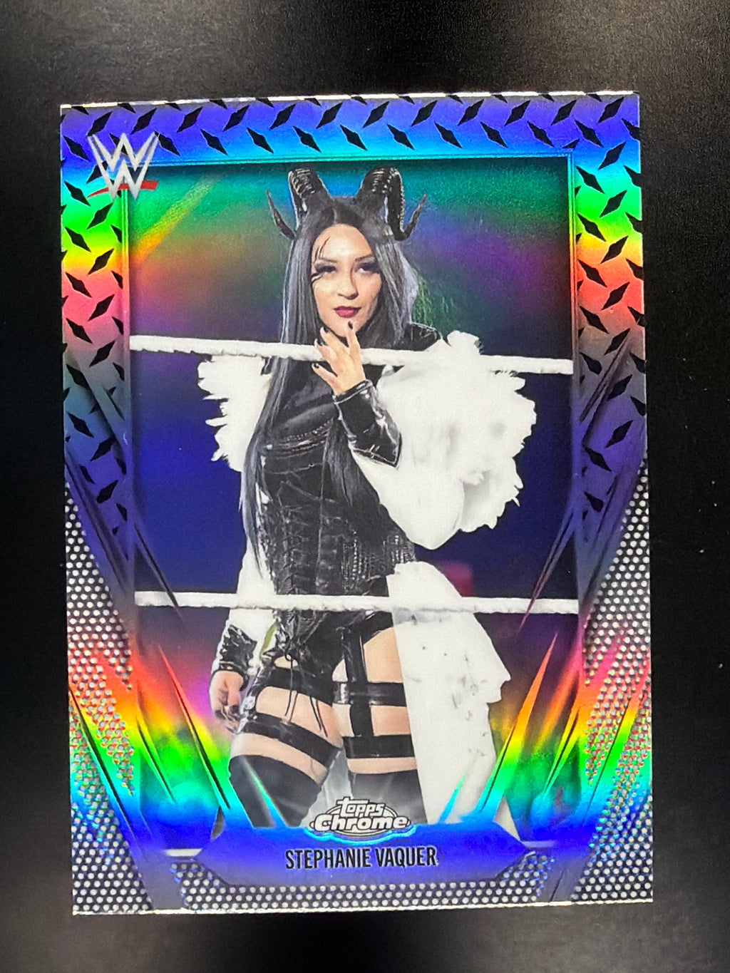 2026 Topps Chrome WWE #74 Stephanie Vaquer Diamond Plate Refractor