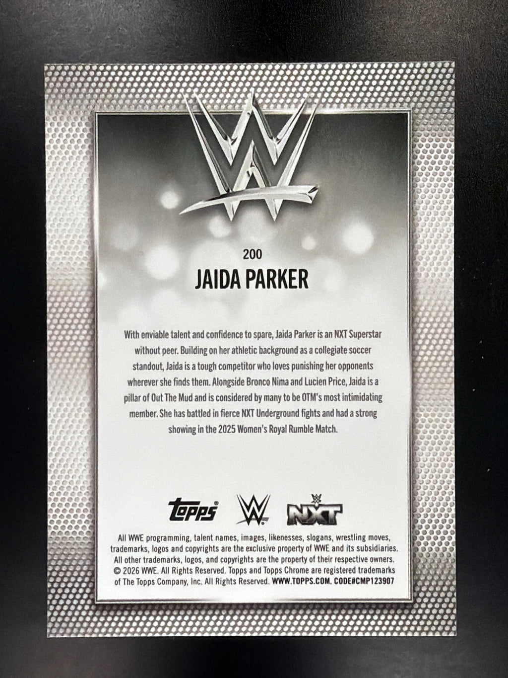 2026 Topps Chrome WWE #200 Jaida Parker Diamond Plate Refractor