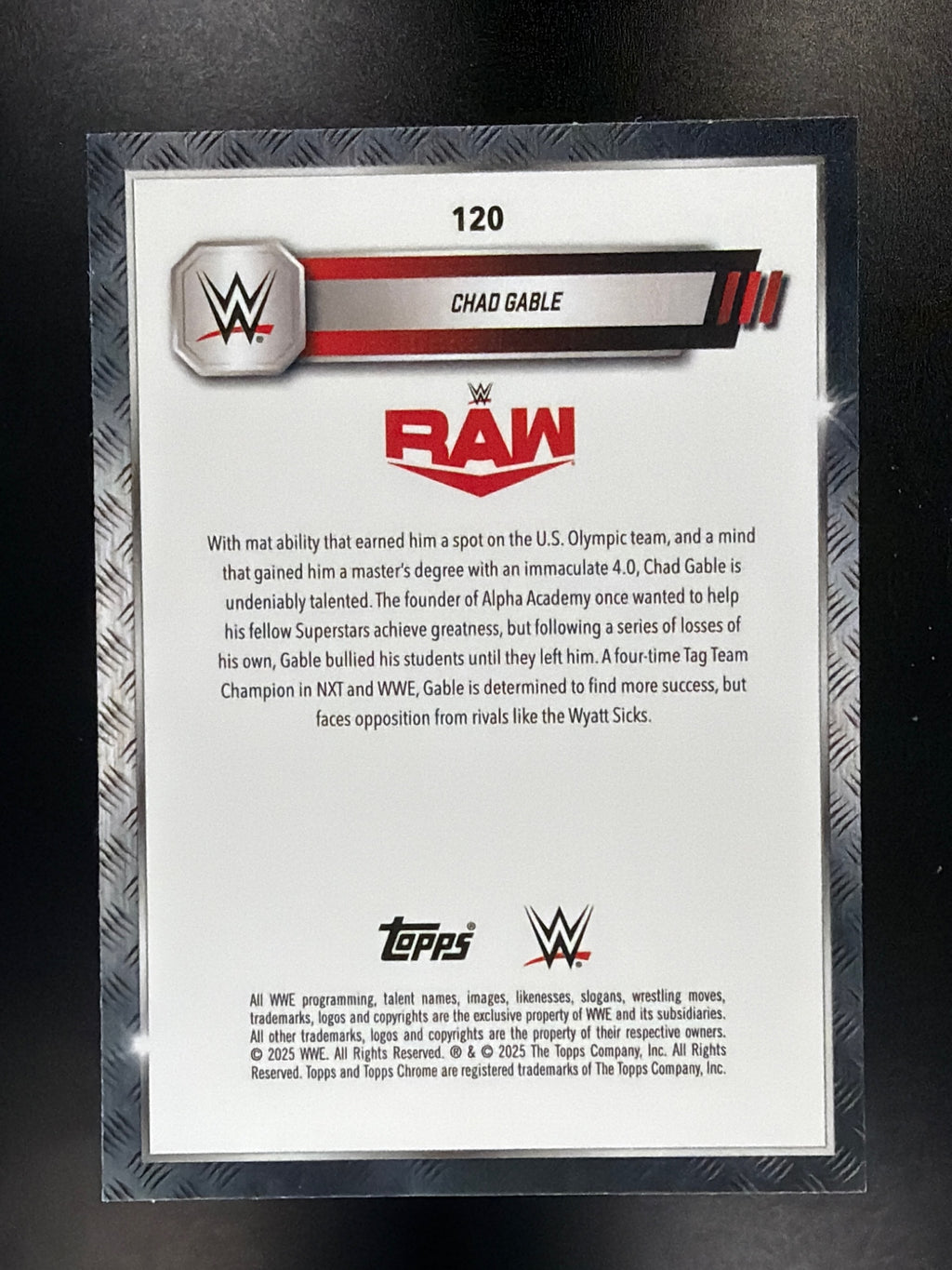 2025 Topps Chrome WWE #120 Chad Gable Blue Refractor #/150