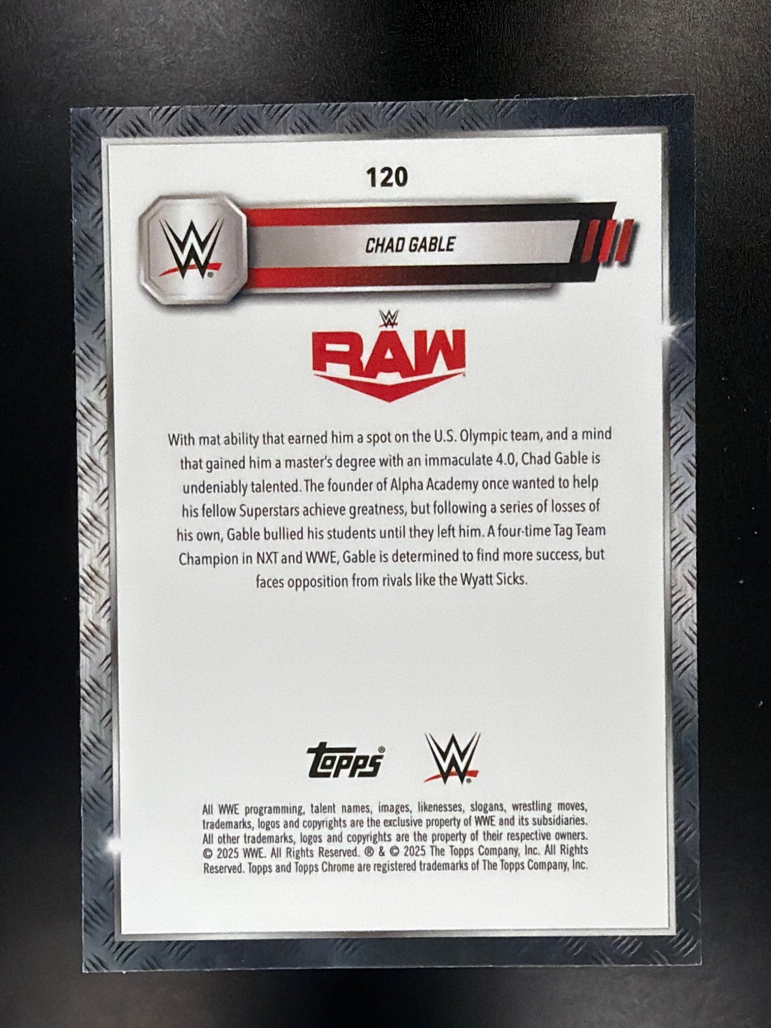 2025 Topps Chrome WWE #120 Chad Gable Blue Refractor #/150