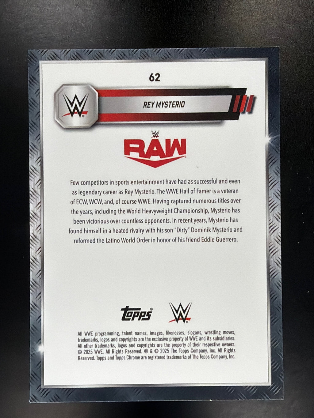 2025 Topps Chrome WWE #62 Rey Mysterio Aqua Shimmer Refractor #/199