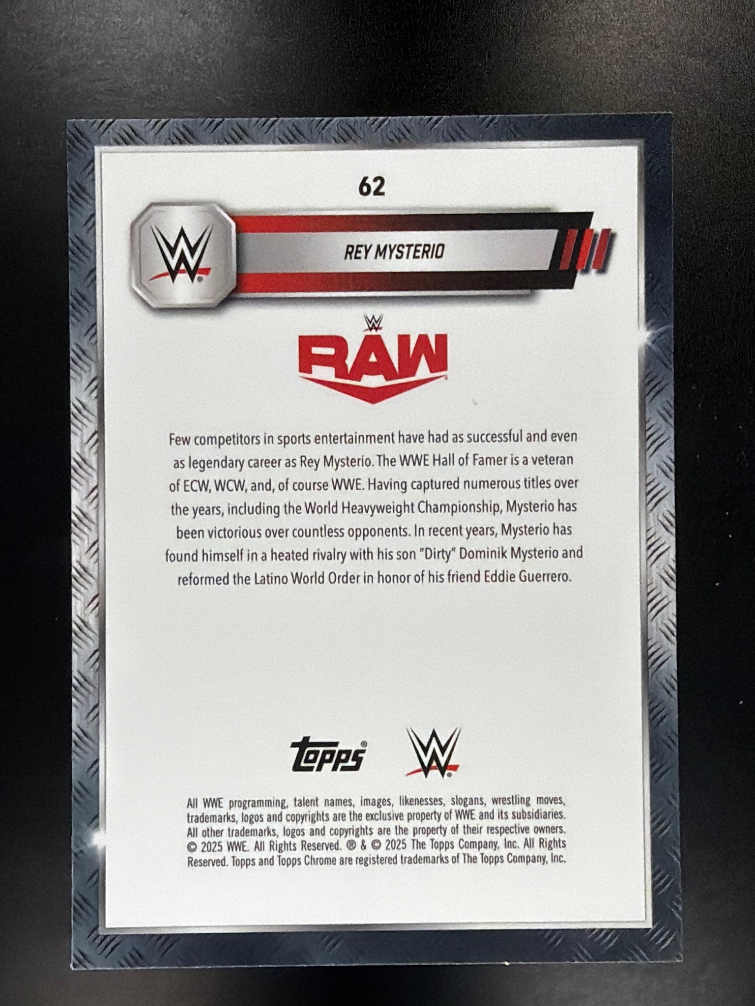 2025 Topps Chrome WWE #62 Rey Mysterio Aqua Shimmer Refractor #/199