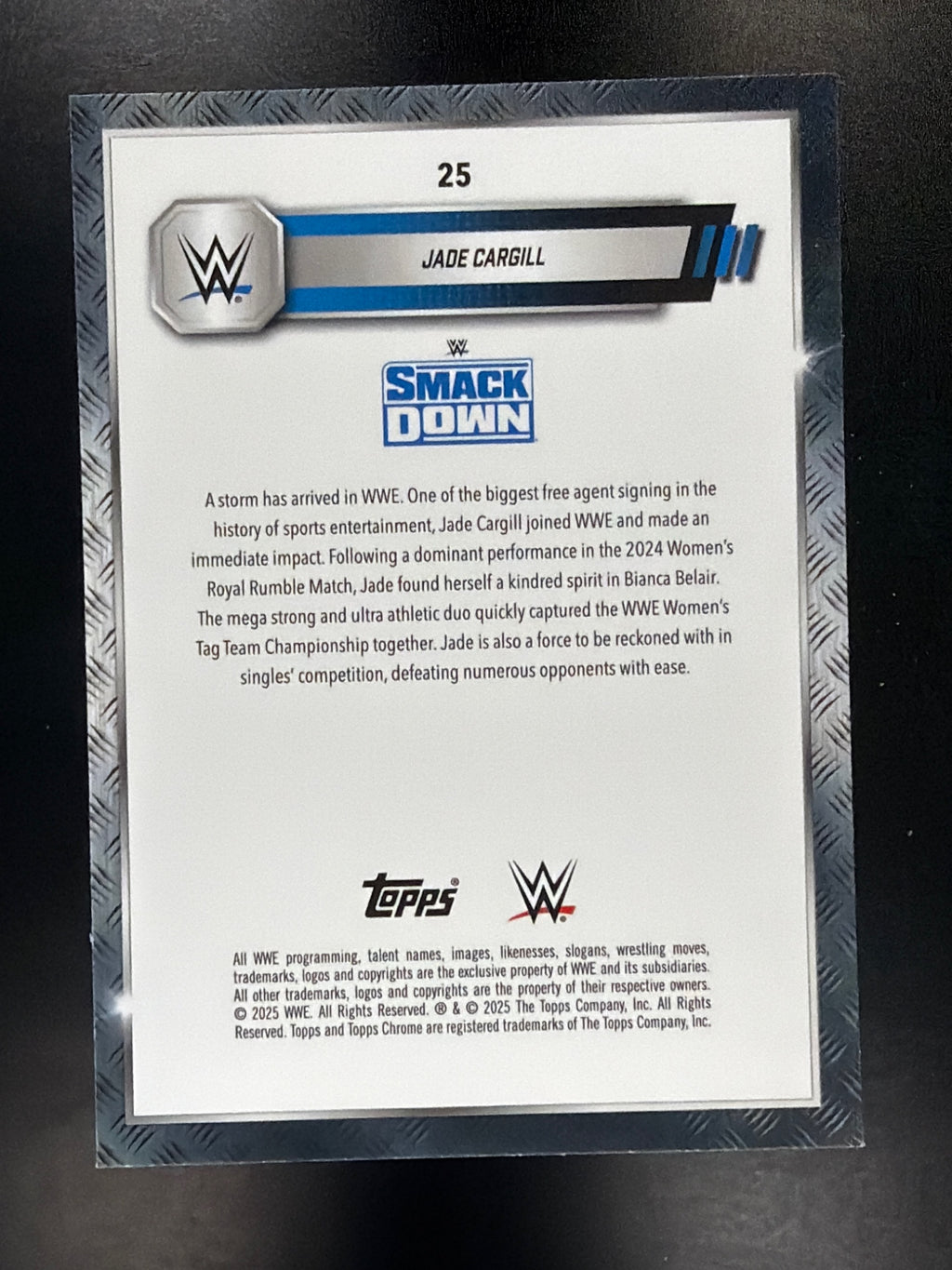 2025 Topps Chrome WWE #25 Jade Cargill Green Refractor #/99