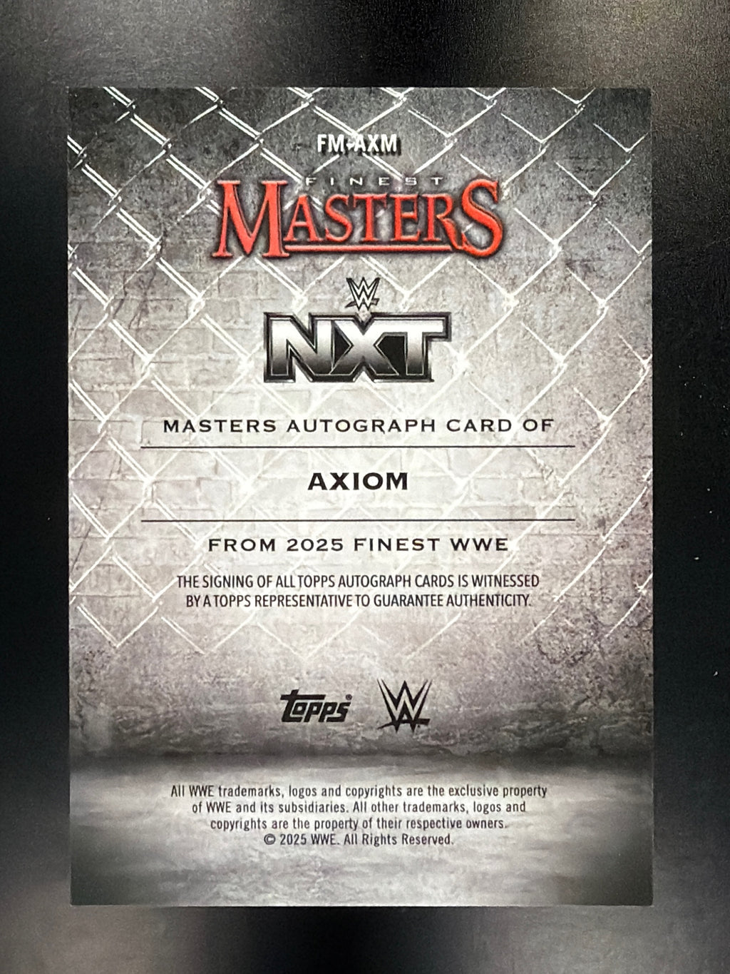 2025 Topps Finest WWE #FM-AXM Axiom Masters Autographs Blue Checkerboard #/75