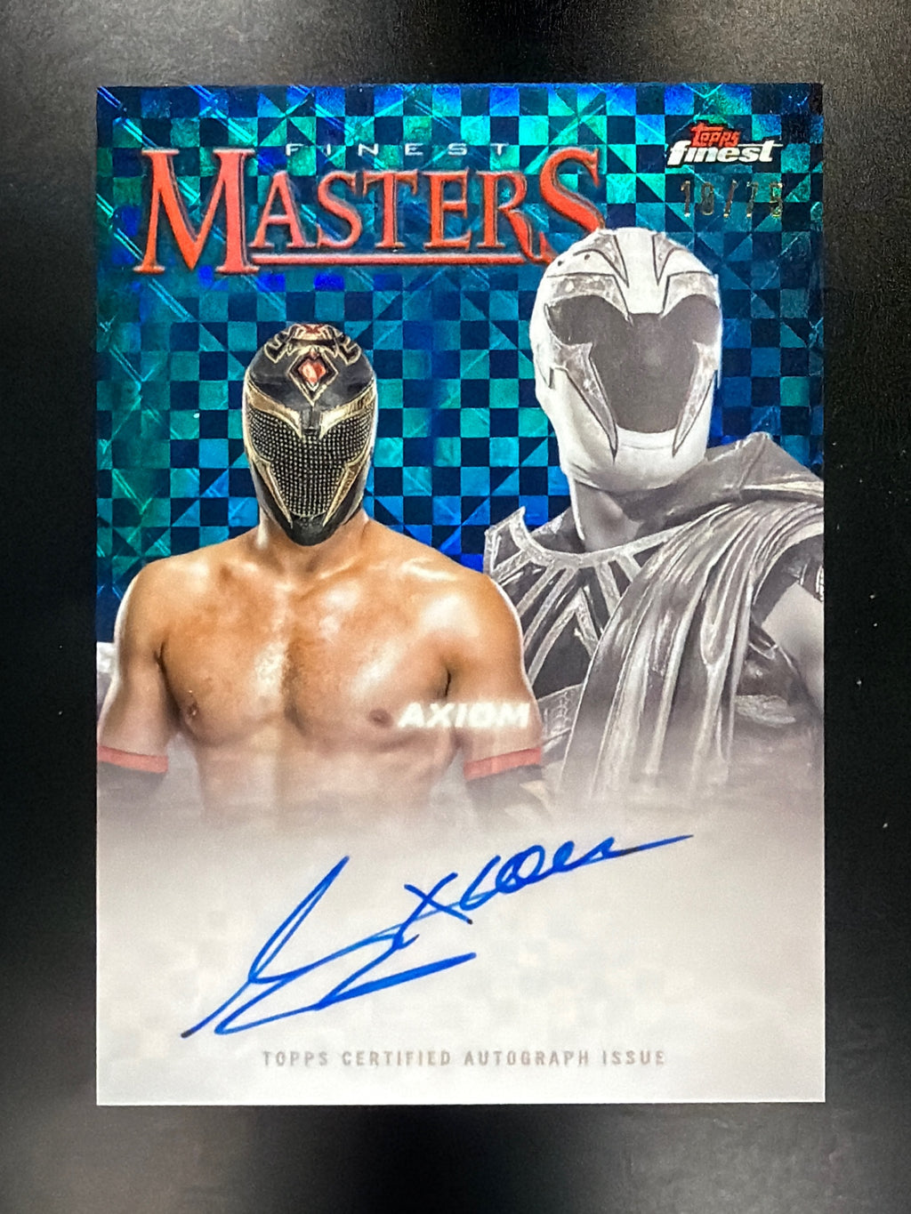 2025 Topps Finest WWE #FM-AXM Axiom Masters Autographs Blue Checkerboard #/75