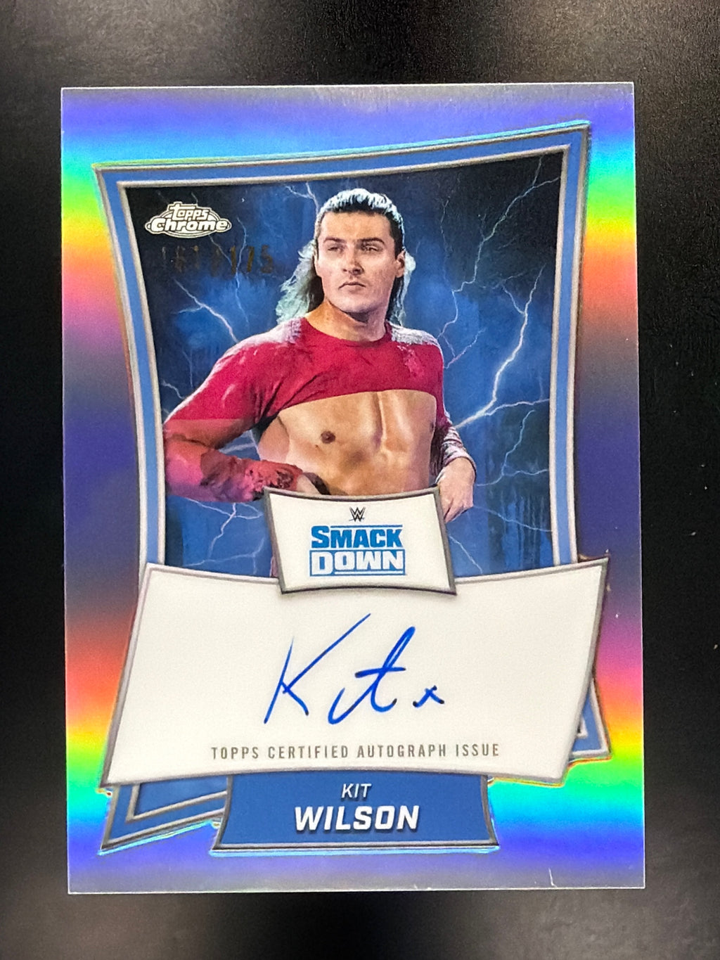 2025 Topps Chrome WWE #BBA-KIT Kit Wilson Blue Brand Autographs Refractor #/175