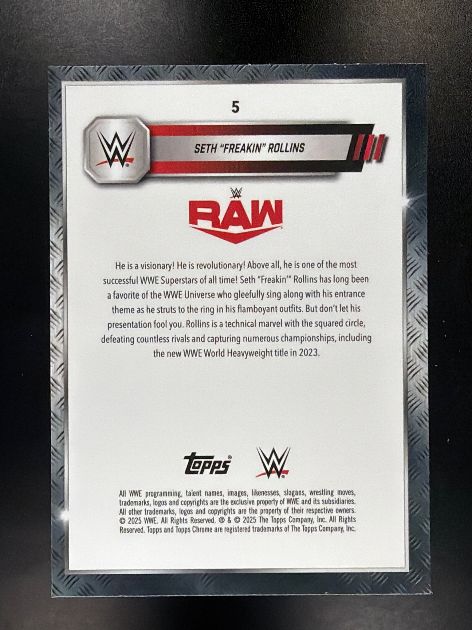 2025 Topps Chrome WWE #5 Seth "Freakin" Rollins Pink Shimmer Refractor