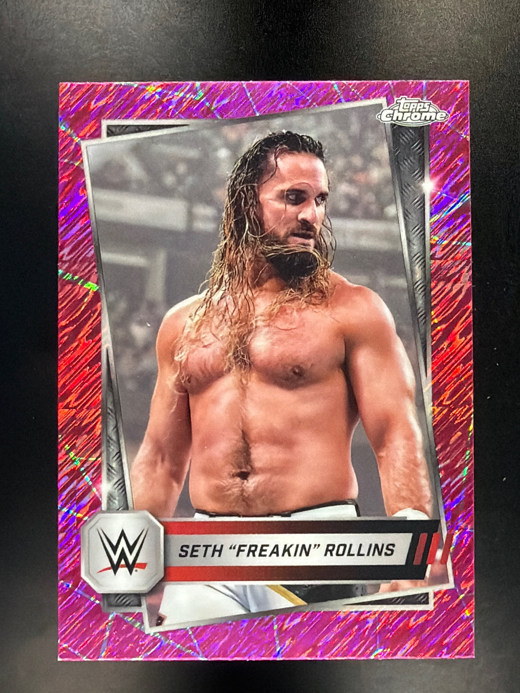 2025 Topps Chrome WWE #5 Seth "Freakin" Rollins Pink Shimmer Refractor
