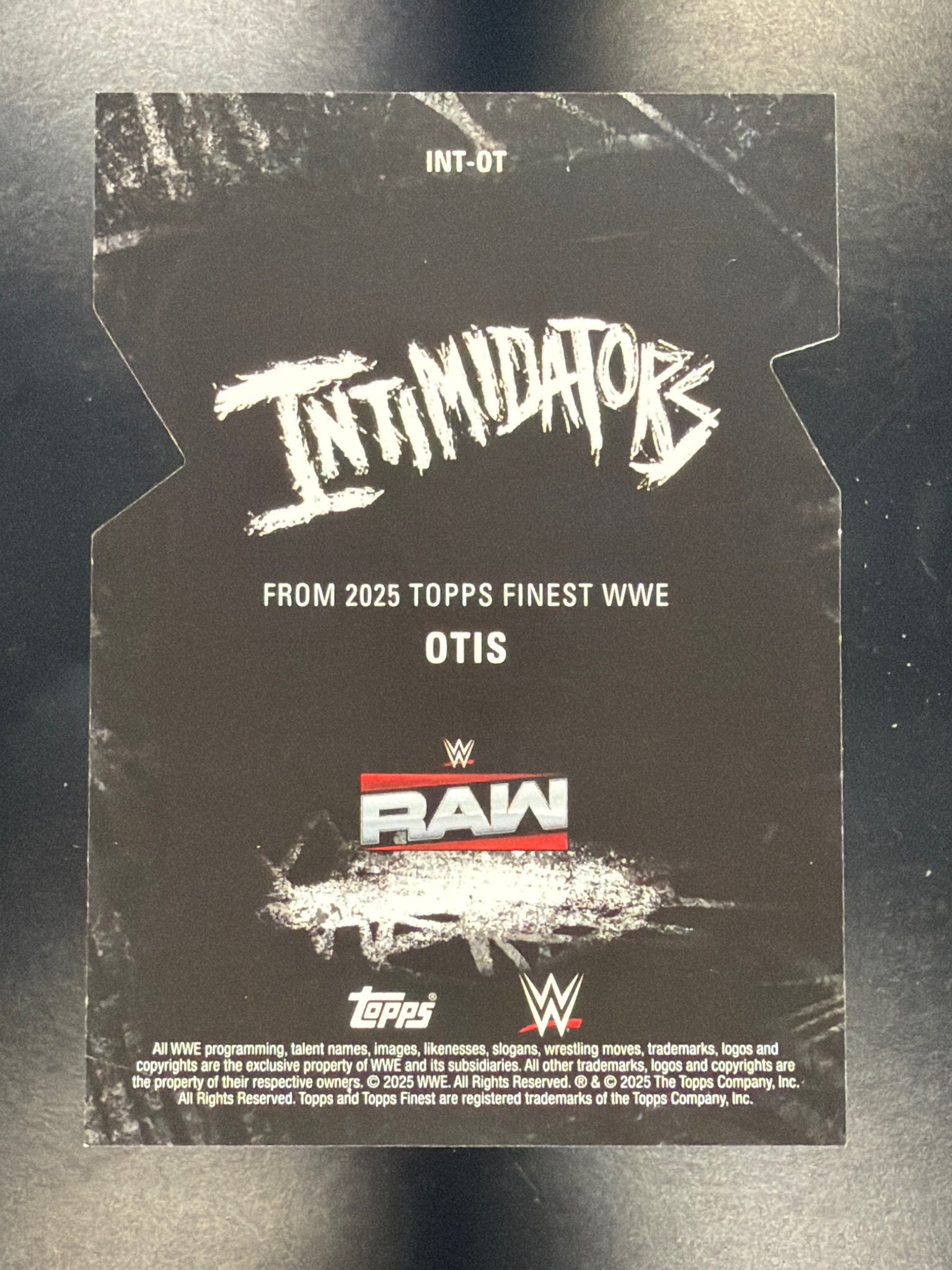 2025 Topps Finest WWE #INT-OT Otis Intimidators Die Cut #/75