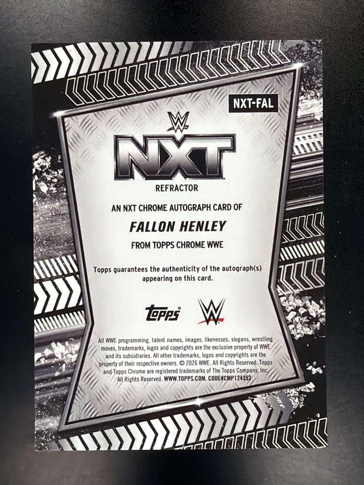2026 Topps Chrome WWE #NXT-FAL Fallon Henley NXT Autographs Refractor