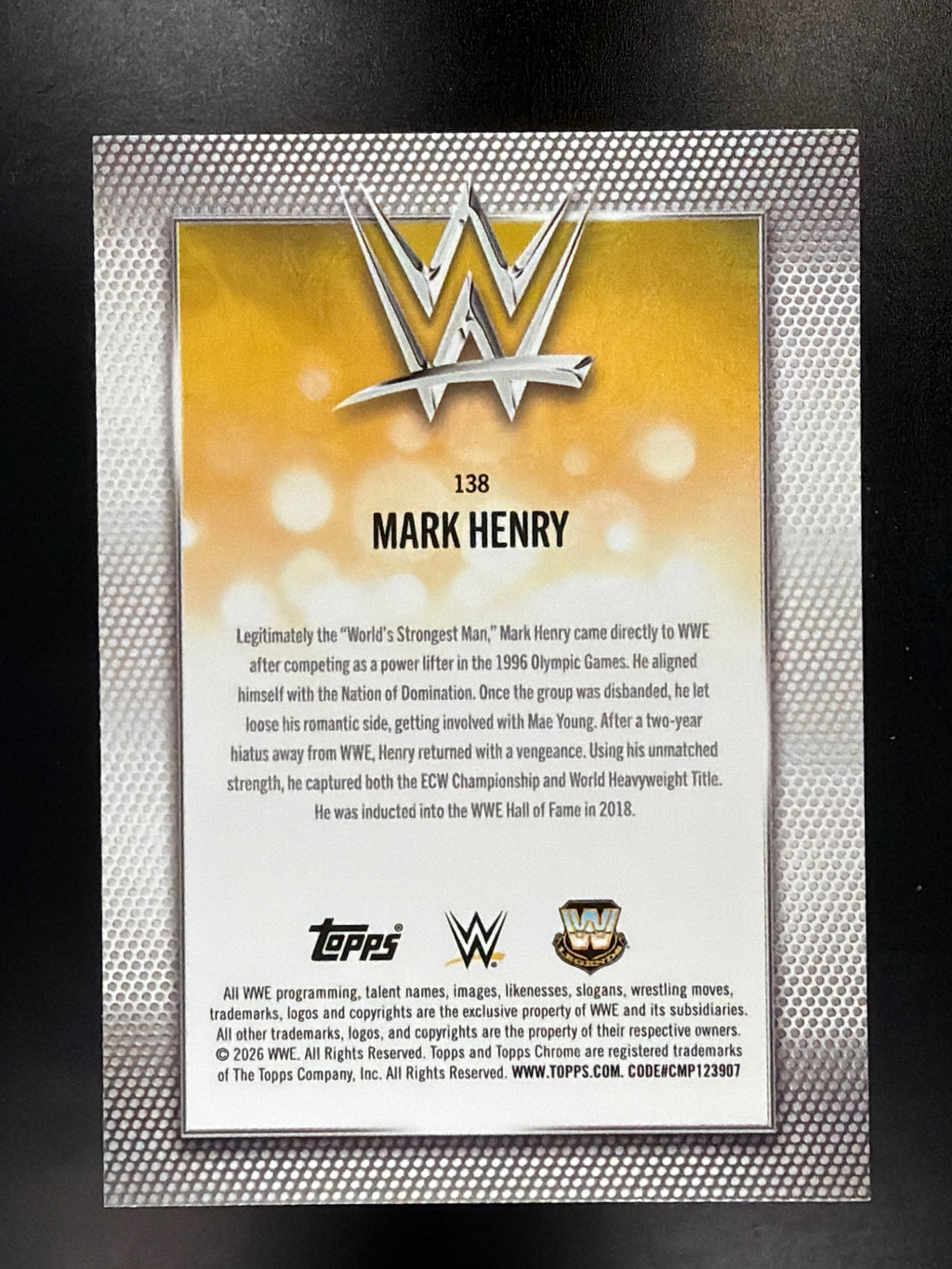 2026 Topps Chrome WWE #138 Mark Henry Purple Refractor #/75
