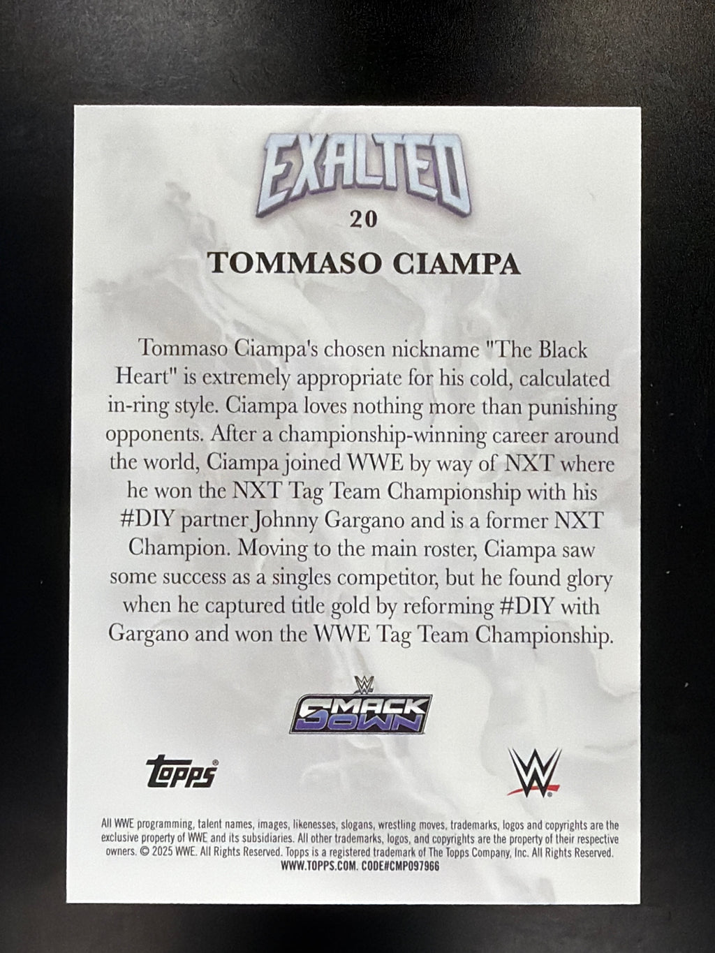 2025 Topps Exalted WWE #20 Tommaso Ciampa Red #/5