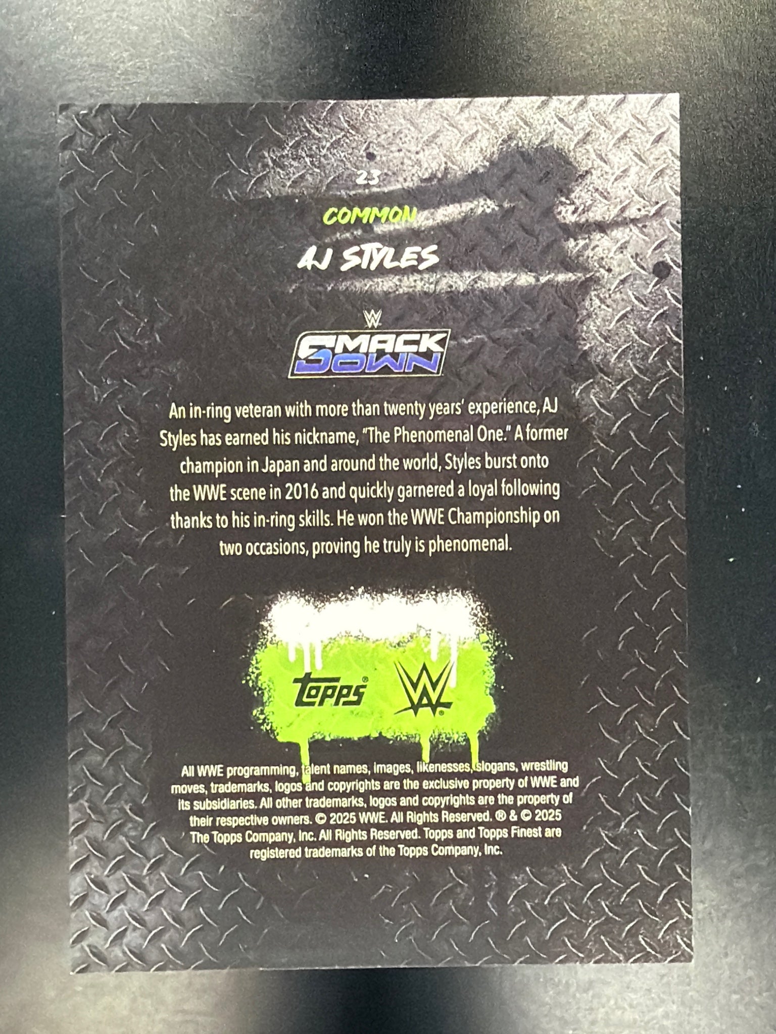 2025 Topps Finest WWE #23 AJ Styles Black #/50