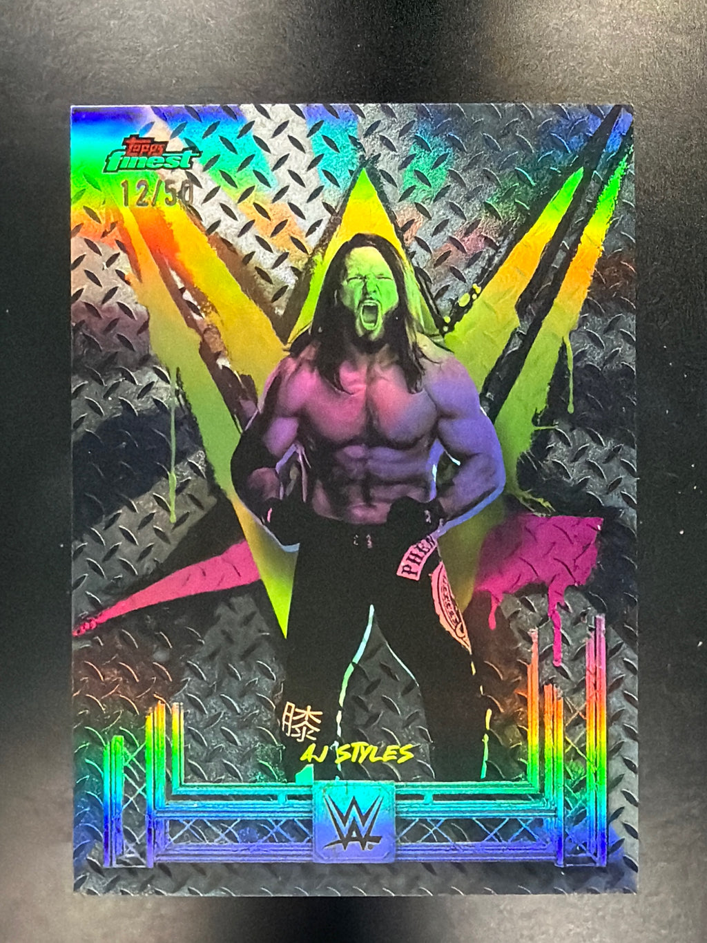 2025 Topps Finest WWE #23 AJ Styles Black #/50