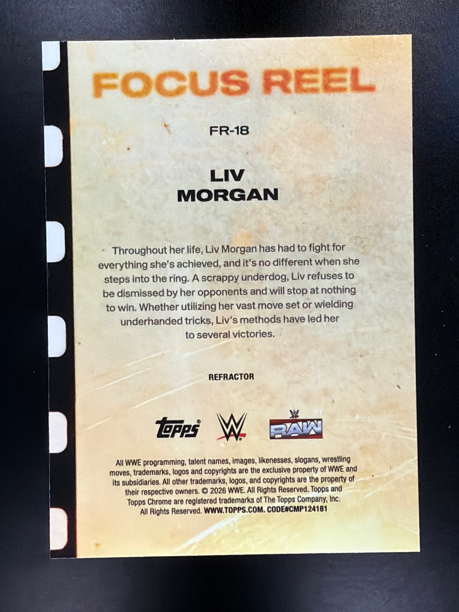 2026 Topps Chrome WWE #FR-18 Liv Morgan Focus Reel Refractor